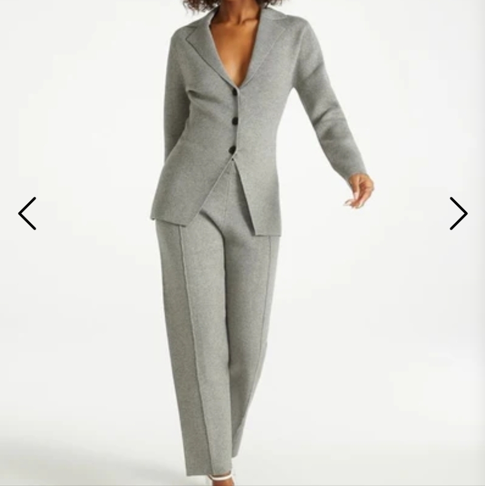 JustFab Charcoal Blazer & Suit Jacket And Pant Set